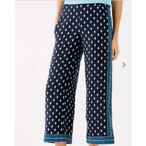 J. Jill Navy and Light Blue Wide Leg Pant